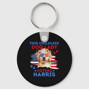 Dog Lady Vote Kamala Harris 2024 Golden Retriever Key Ring