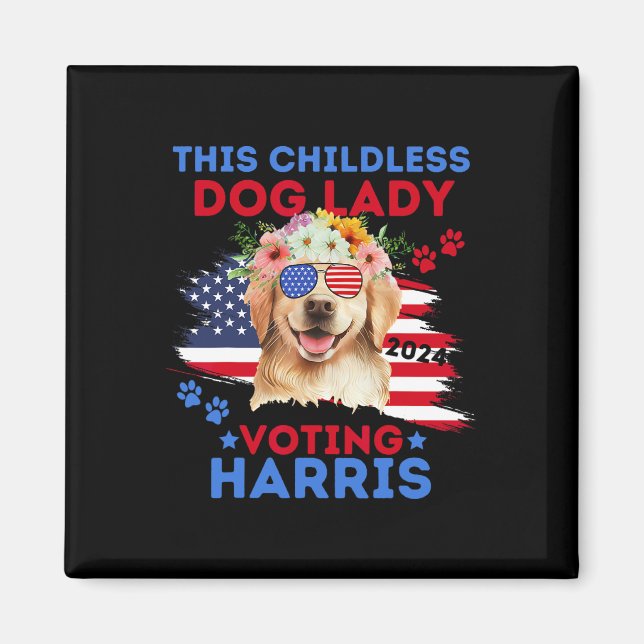 Dog Lady Vote Kamala Harris 2024 Golden Retriever  Magnet (Front)