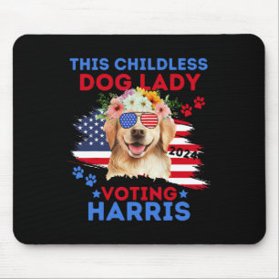 Dog Lady Vote Kamala Harris 2024 Golden Retriever  Mouse Pad