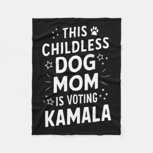 Dog Lady Voting Kamala Harris Dog Mum Vote Blue Fleece Blanket