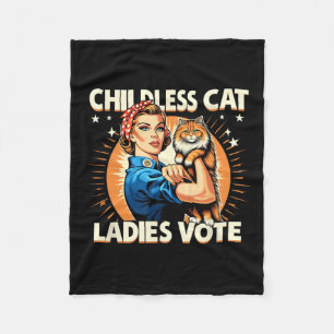 Dog Lady We're Not Going Back Cat Lady Cat Lovers Fleece Blanket