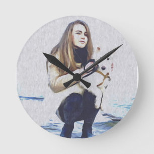 Dog, Laika, Animals Round Clock