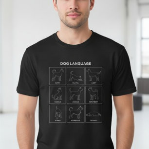 Dog Language Body Tone Chart Minimalist Line Art T-Shirt