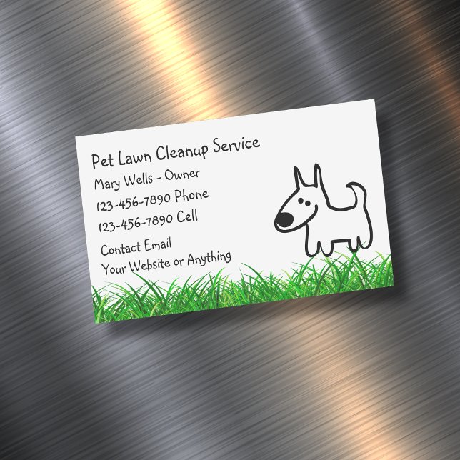 Dog Lawn Cleanup Simple Business Card Magnets (Creator Uploaded)