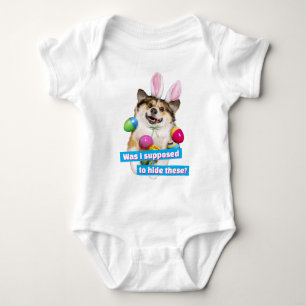 Dog Laying on Easter Eggs Baby Bodysuit