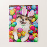 Dog Laying on Easter Eggs Jigsaw Puzzle<br><div class="desc">Eggs-cellent! | Avanti,  the Global Humor Brand™ has been entertaining the world with its Feel Good Funny greeting cards for over 40 years. Our characters live life to the fullest and celebrate the humor in everyday life.</div>