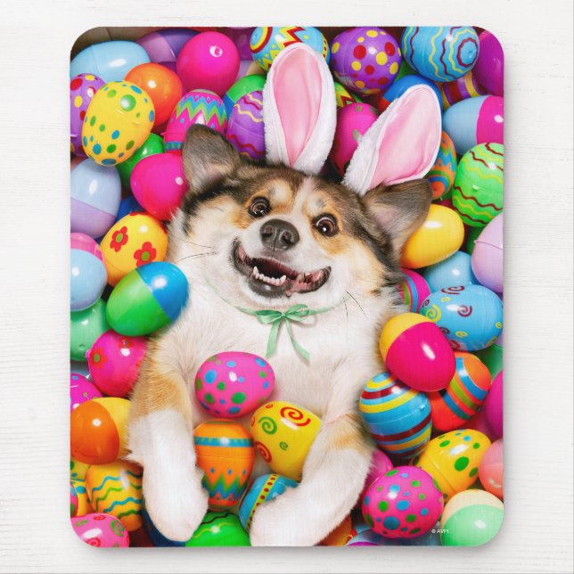 Dog Laying on Easter Eggs Mouse Pad (Front)
