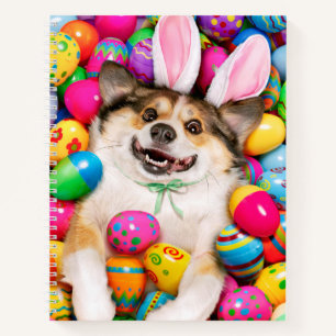 Dog Laying on Easter Eggs Notebook