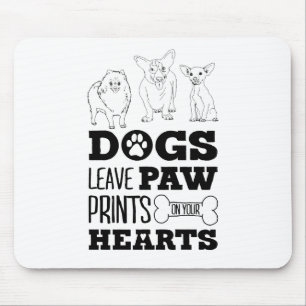 Dog Leaves Paw Prints on your heart Cute Puppy Ske Mouse Pad