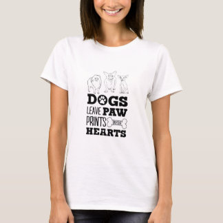 Dog Leaves Paw Prints on your heart Cute Puppy Ske T-Shirt