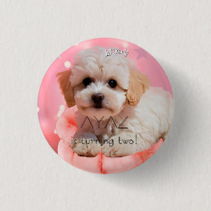 Dog Let's Party Birthday 3 Cm Round Badge