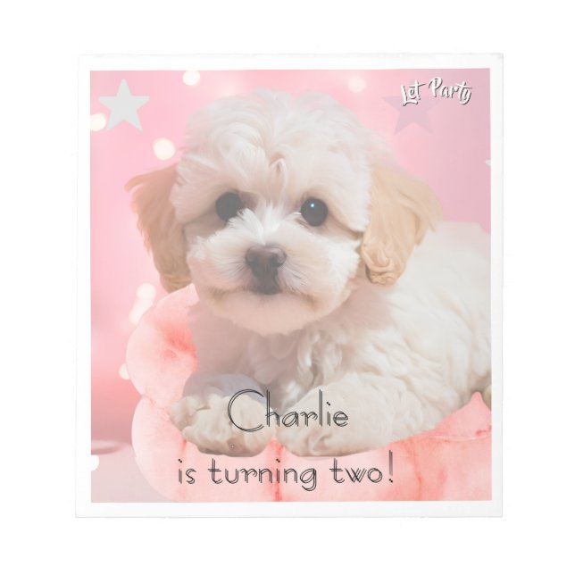 Dog Let's Party Birthday  Notepad (Front)