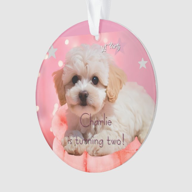 Dog Let's Party Birthday  Ornament (Front)