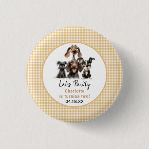 Dog Let's Pawty Birthday 3 Cm Round Badge