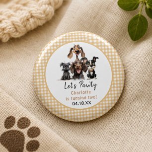 Dog Let's Pawty Birthday 3 Cm Round Badge