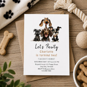 Dog Let's Pawty Birthday Invitation