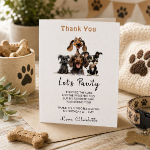 Dog Let's Pawty Birthday Thank You Card