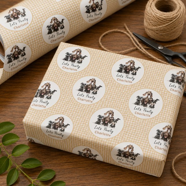 Dog Let's Pawty Birthday Wrapping Paper (Dog Let's Pawty Birthday Wrapping Paper)