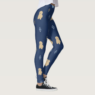 Dog Lhasa Apso pattern blue background Leggings
