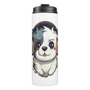Dog listening to music  thermal tumbler
