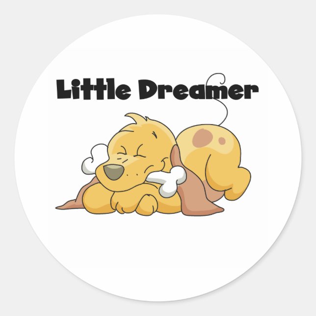 Dog Little Dreamer Classic Round Sticker (Front)