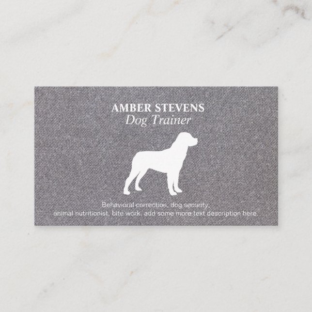 Dog Logo | Animal Care Services | Linen Background Business Card (Front)