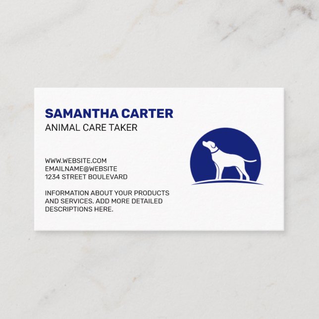 Dog Logo Blue Business Card (Front)