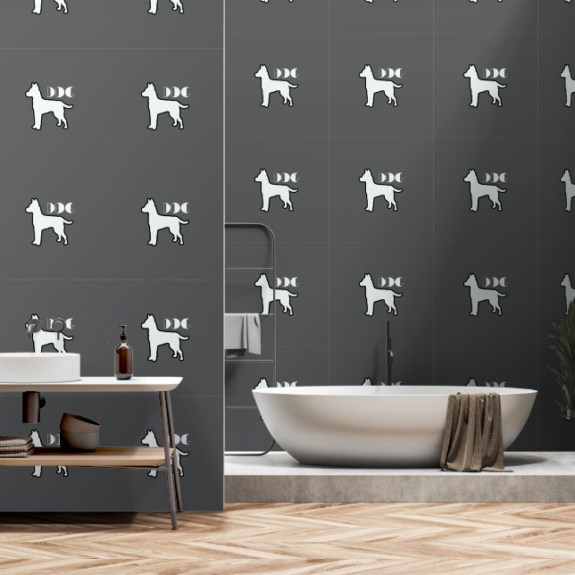 DOG Logo Dk Grey White Dog Pet  Wallpaper (Bathroom)