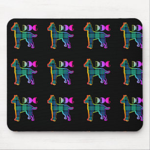 DOG Logo Green Plaid On Black Mouse Pad
