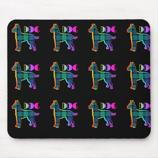 DOG Logo Green Plaid On Black Mouse Pad (Front)