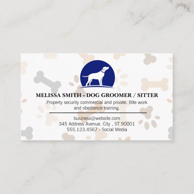 Dog Logo | Paw Prints and Bones Business Card (Back)