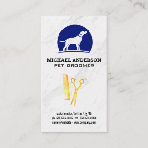 Dog Logo Scissors and Comb Business Card