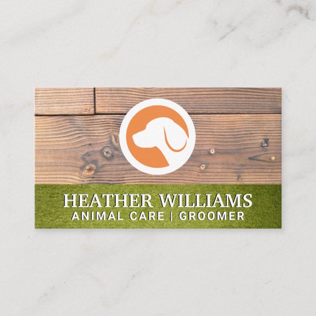 Dog Logo | Turf Wood | Animal Services Business Card (Front)