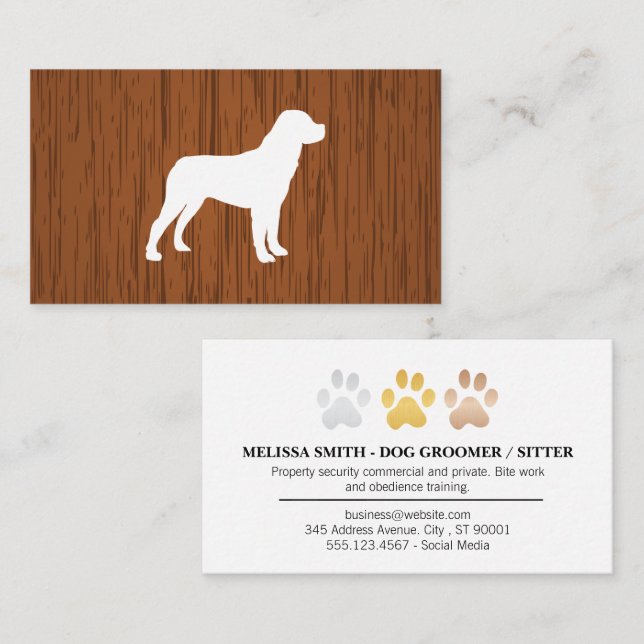 Dog Logo | Wood Texture Business Card (Front/Back)