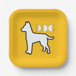 Dog Logo Yellow Paper Plate