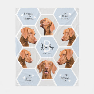 Dog Loss Gift, Custom 6 Photo Collage Pet Memorial Fleece Blanket