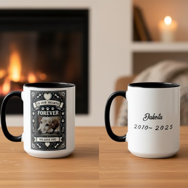 Dog Loss Remembrance Photo Memorial Mug (Personalized pet photo dog memorial coffee cup)