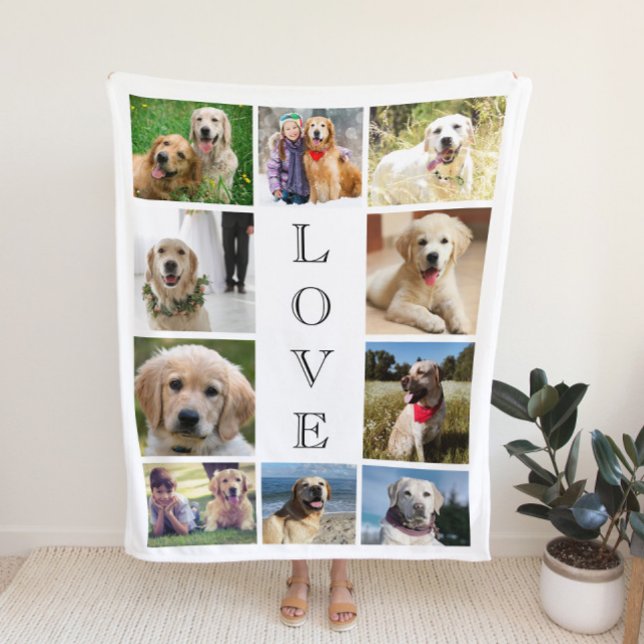Dog Love 10 Photo Collage Sherpa Blanket (Creator Uploaded)