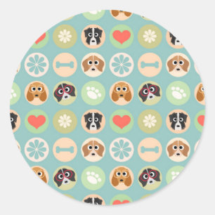 Dog Love Classic Round Sticker
