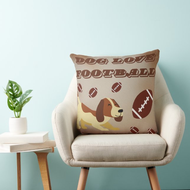 Dog love football  cushion (Chair)