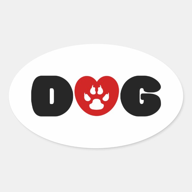 Dog Love Heart Oval Sticker (Front)