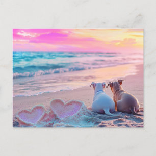 Dog Love on the Beach, Hearts Card