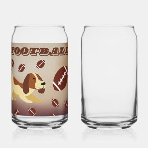 dog love play football  can glass