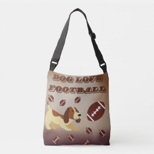 dog love play football  crossbody bag