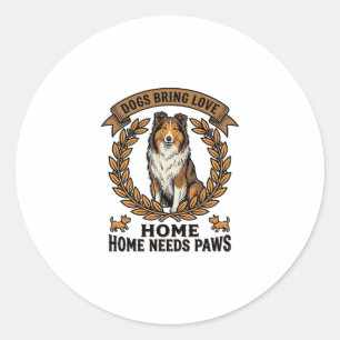 Dog Love Shirt Vintage Engraving Laurel Design_1 Classic Round Sticker