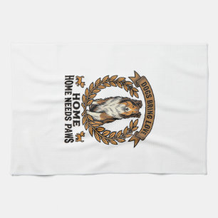 Dog Love Shirt Vintage Engraving Laurel Design_1 Tea Towel