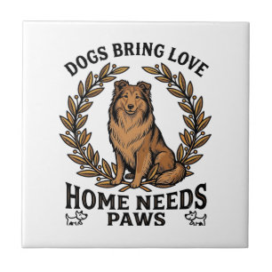 Dog Love Shirt Vintage Engraving Laurel Design (2) Tile