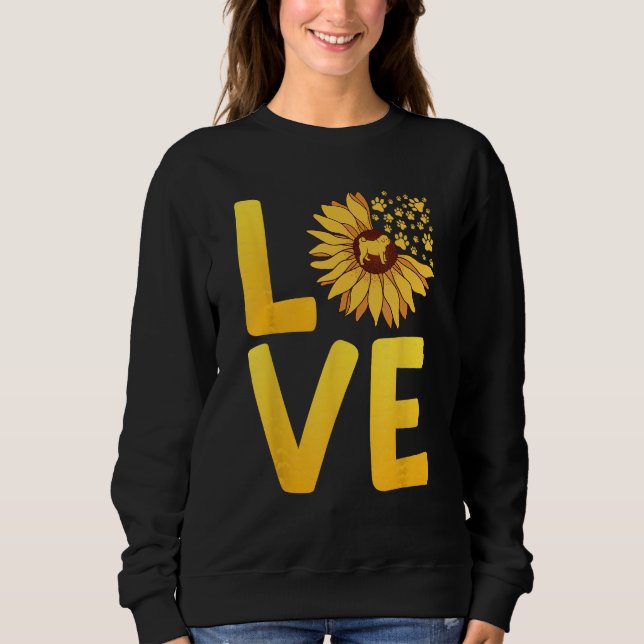 Dog LOVE Spring Fan Dog  Doggie Sunflower Dog Mom Sweatshirt (Front)