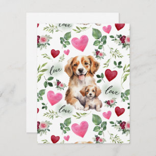 Dog Love Valentine’s Day Card in White