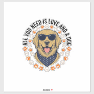 Dog Love Vintage Retriever Paw Print Shirt Design